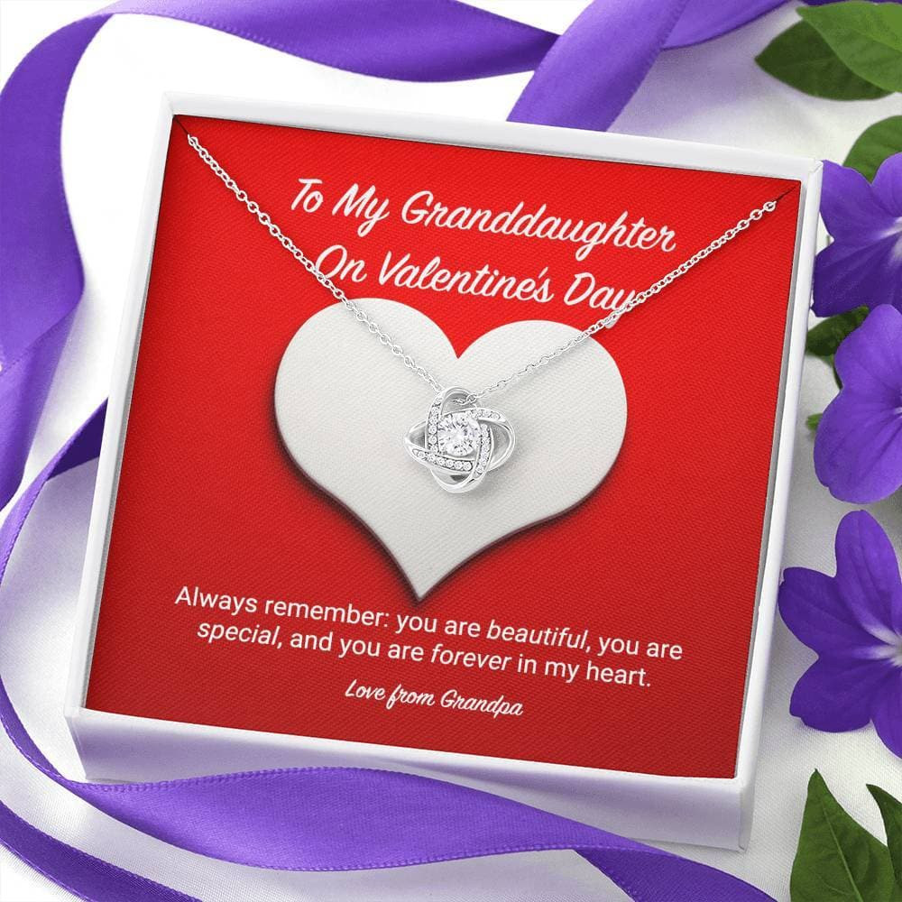 To My Granddaughter from Grandpa Valentine’s Day Love Knot Necklace