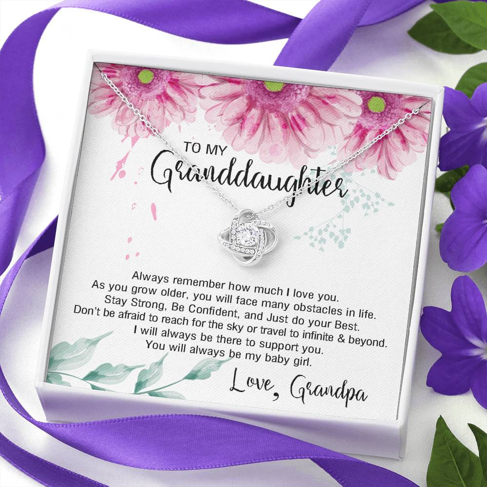 To My Granddaughter Gifts, Always Remember How Much I Love You, Love Knot Necklace For Women, Present From Grandpa