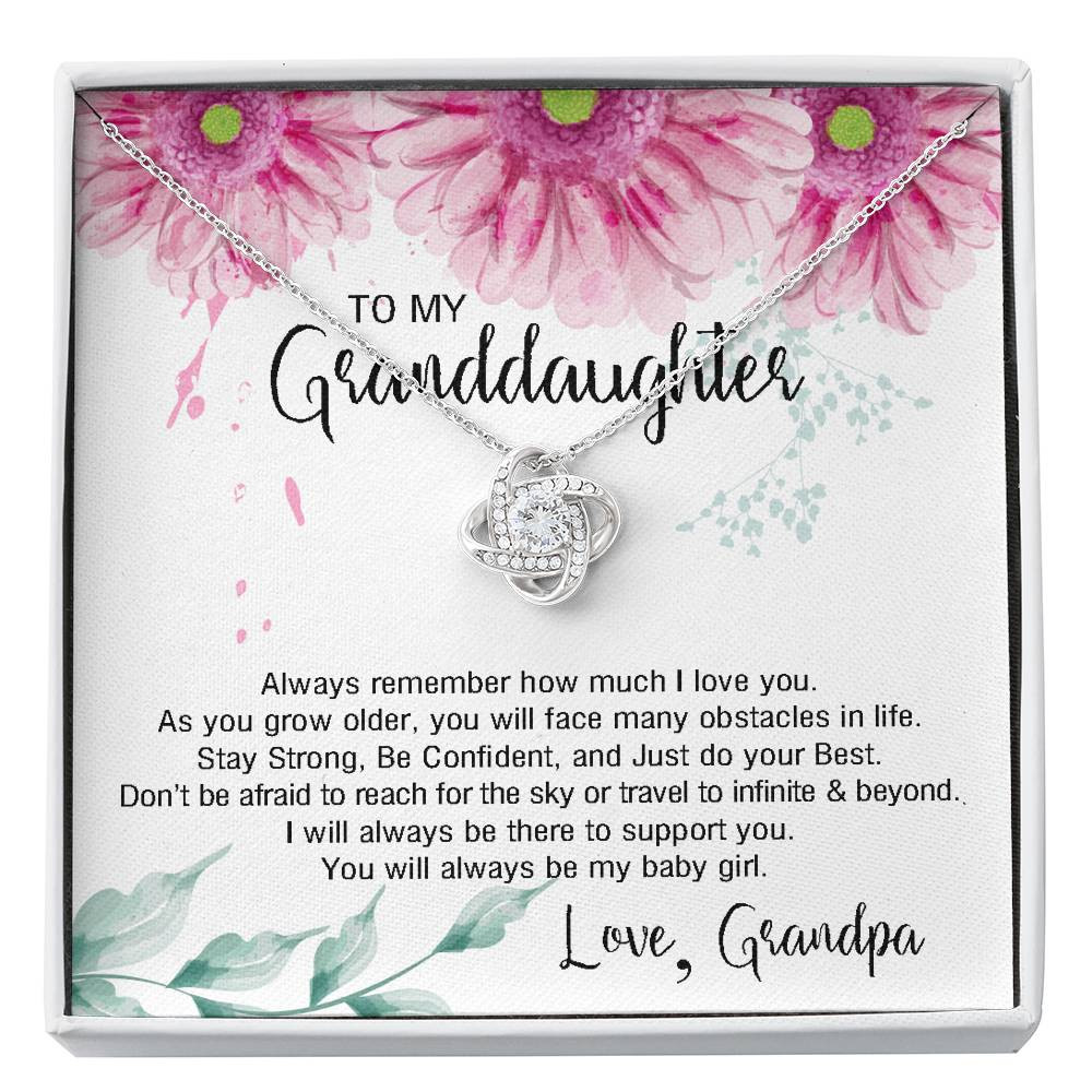 To My Granddaughter Gifts, Always Remember How Much I Love You, Love Knot Necklace For Women, Present From Grandpa