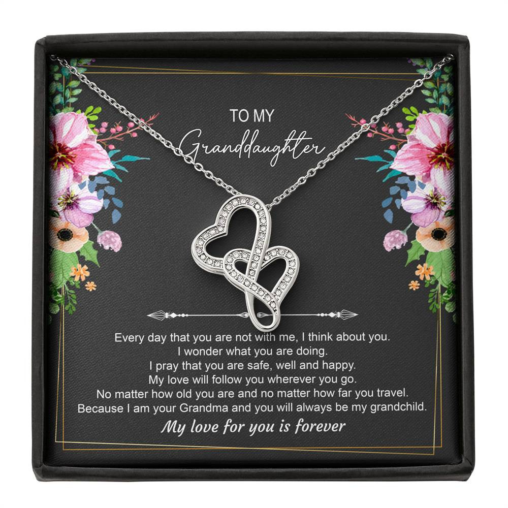 To My Granddaughter Gifts, Every Day That You Are Not With Me, Double Heart Necklace For Women, Birthday Present Idea From Grandma Grandpa