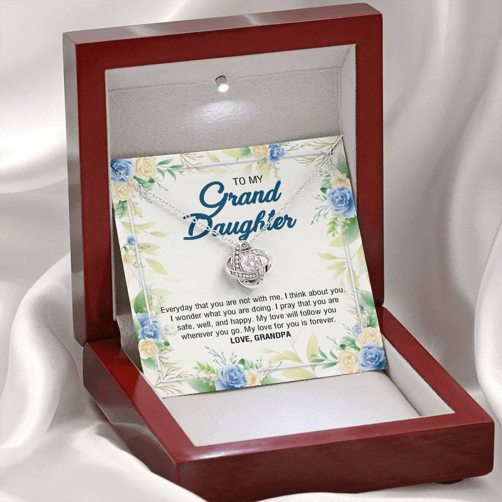 To My Granddaughter Gifts, Everyday That You Are Not With Me, Love Knot Necklace For Women, Present From Grandpa