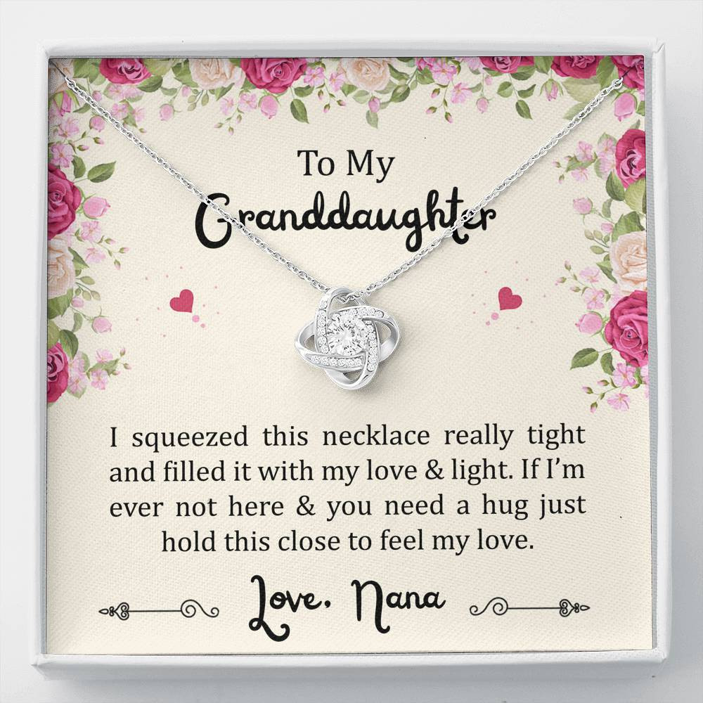To My Granddaughter Gifts, Filled With My Love and Light, Love Knot Necklace For Women, Birthday Present Idea From Nana