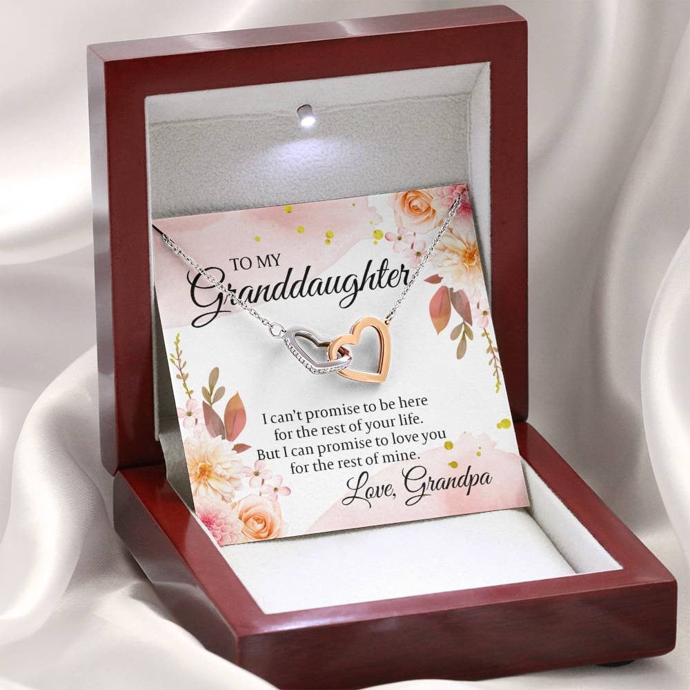 To My Granddaughter Gifts, I can promise to love you for the rest of mine, Interlocking Heart Necklace For Women, Present From Grandpa