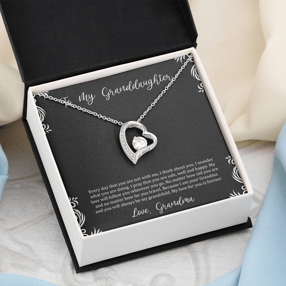To My Granddaughter Gifts, I Think About You, Forever Love Heart Necklace For Women, Birthday Present Idea From Grandma