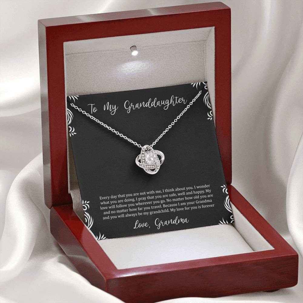 To My Granddaughter Gifts, I Think About You, Love Knot Necklace For Women, Birthday Present Idea From Grandma