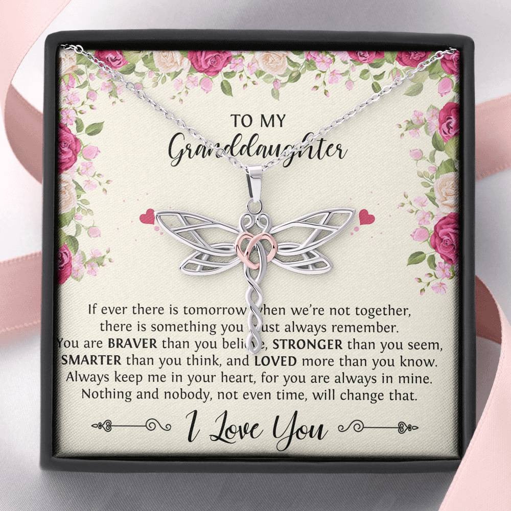 To My Granddaughter Gifts, If Tomorrow We’re Not Together, Dragonfly Necklace For Women, Birthday Present Idea From Grandma Grandpa