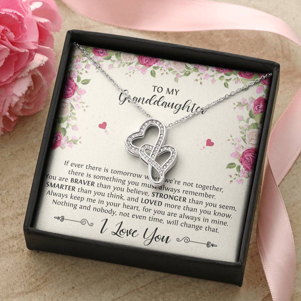 To My Granddaughter Gifts, If Tomorrow We’re Not Together, Double Heart Necklace For Women, Birthday Present Idea From Grandma Grandpa