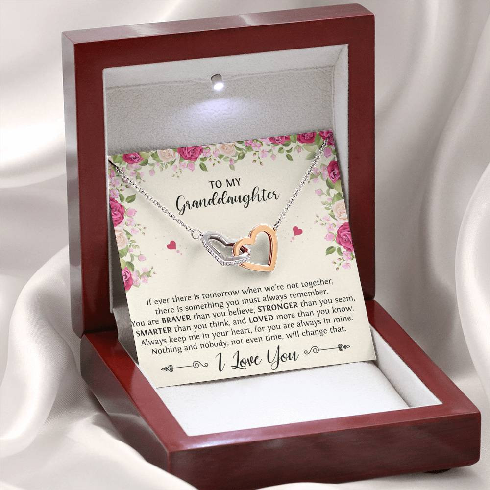 To My Granddaughter Gifts, If Tomorrow We’re Not Together, Interlocking Heart Necklace For Women, Birthday Present Idea From Grandma Grandpa