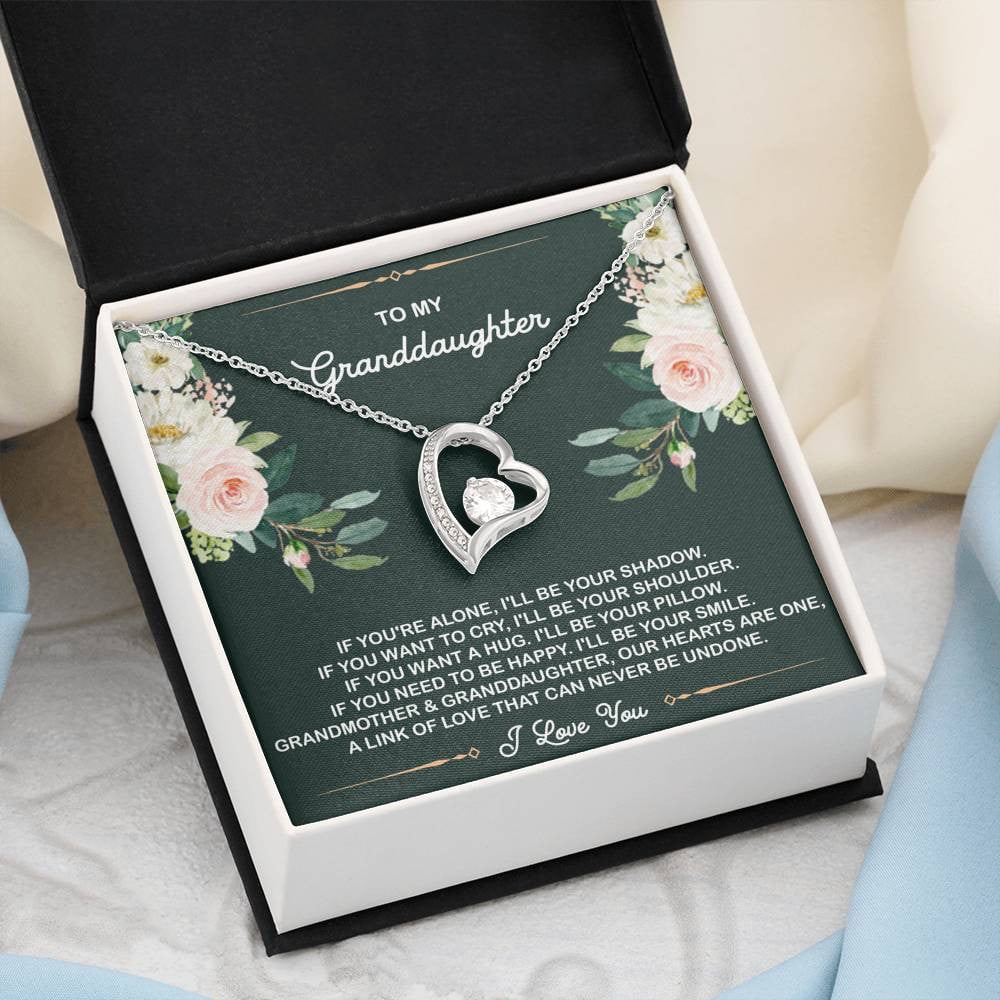 To My Granddaughter Gifts, If You’re Alone I’ll Be Your Shadow, Forever Love Heart Necklace For Women, Birthday Present Idea From Grandma