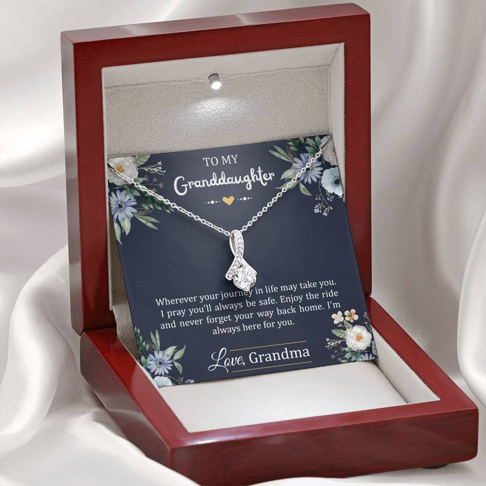 To My Granddaughter Gifts, I’m Always Here For You, Alluring Beauty Necklace For Women, Birthday Present Idea From Grandma