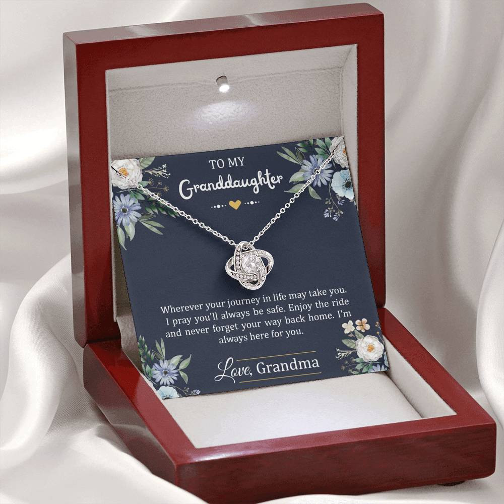 To My Granddaughter Gifts, I’m Always Here For You, Love Knot Necklace For Women, Birthday Present Idea From Grandma