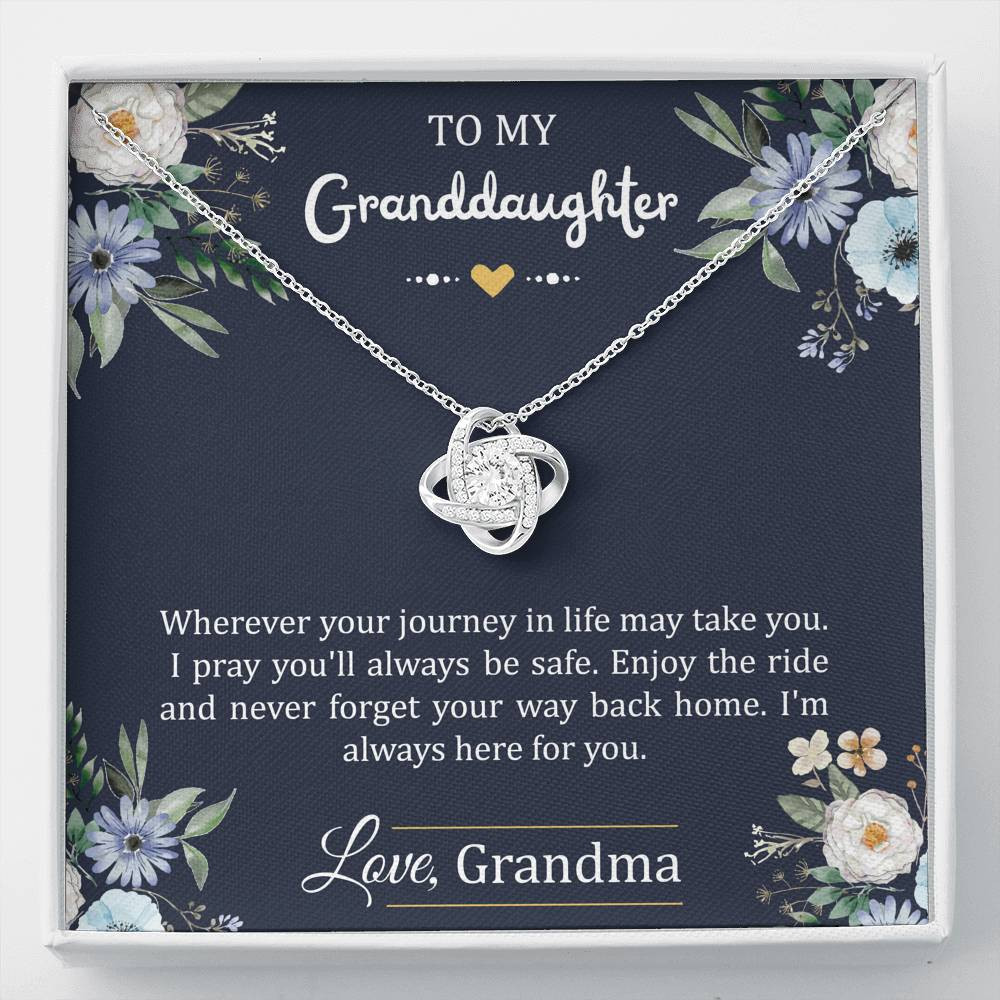 To My Granddaughter Gifts, I’m Always Here For You, Love Knot Necklace For Women, Birthday Present Idea From Grandma