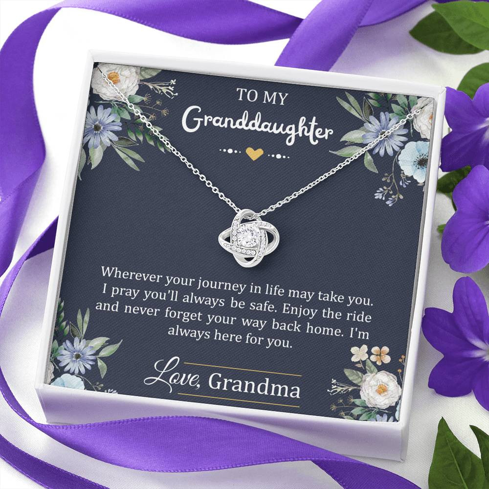 To My Granddaughter Gifts, I’m Always Here For You, Love Knot Necklace For Women, Birthday Present Idea From Grandma