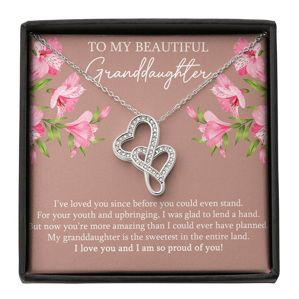 To My Granddaughter Gifts, I’ve Loved You Since Before, Double Heart Necklace For Women, Birthday Present Idea From Grandma Grandpa