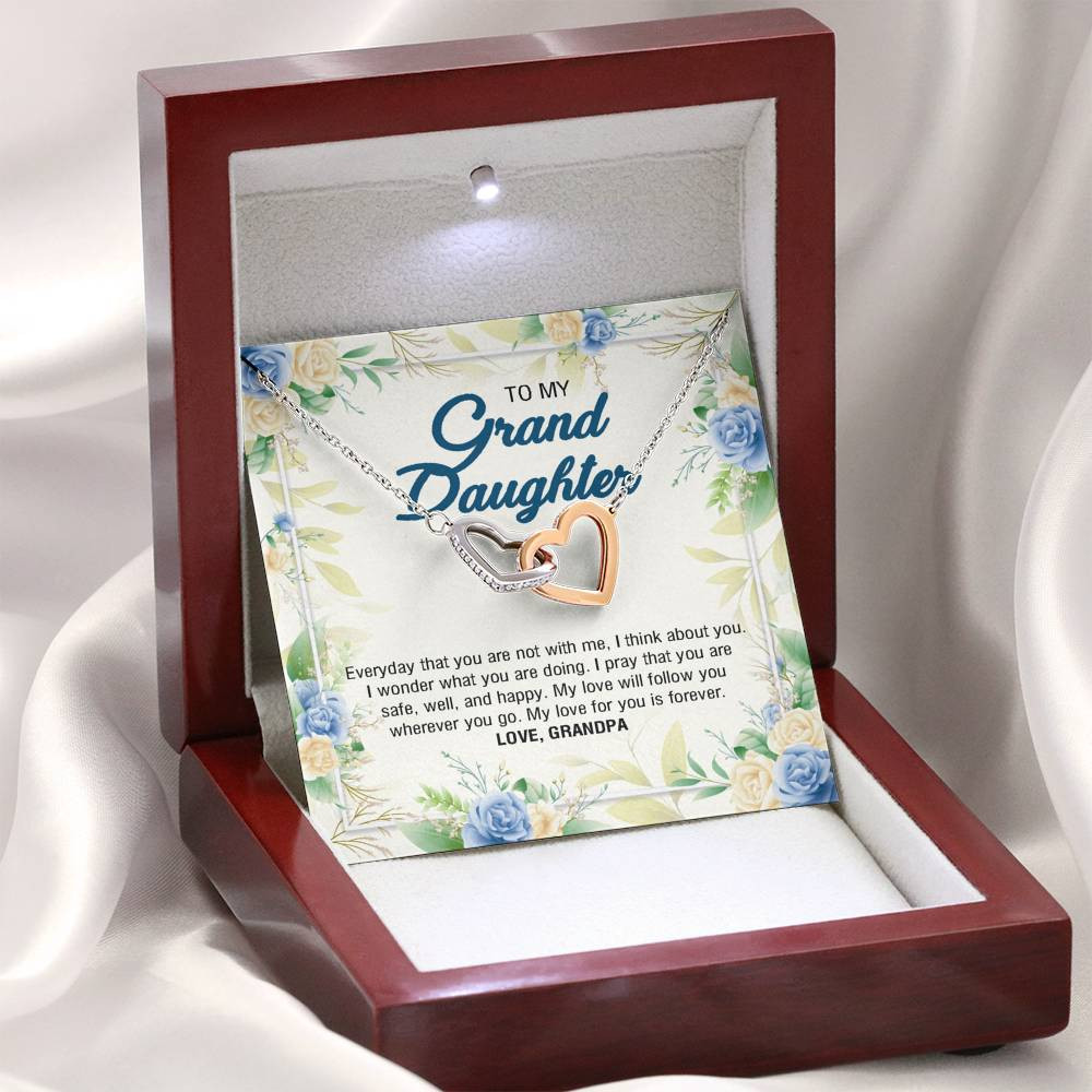 To My Granddaughter Gifts, My Love For You is Forever, Interlocking Heart Necklace For Women, Present From Grandpa
