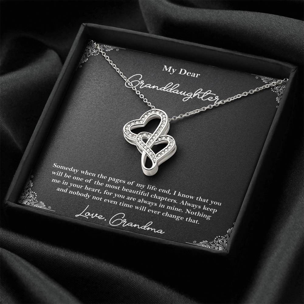 To My Granddaughter Gifts, One Of The Most Beautiful Chapters, Double Heart Necklace For Women, Birthday Present Idea From Grandma