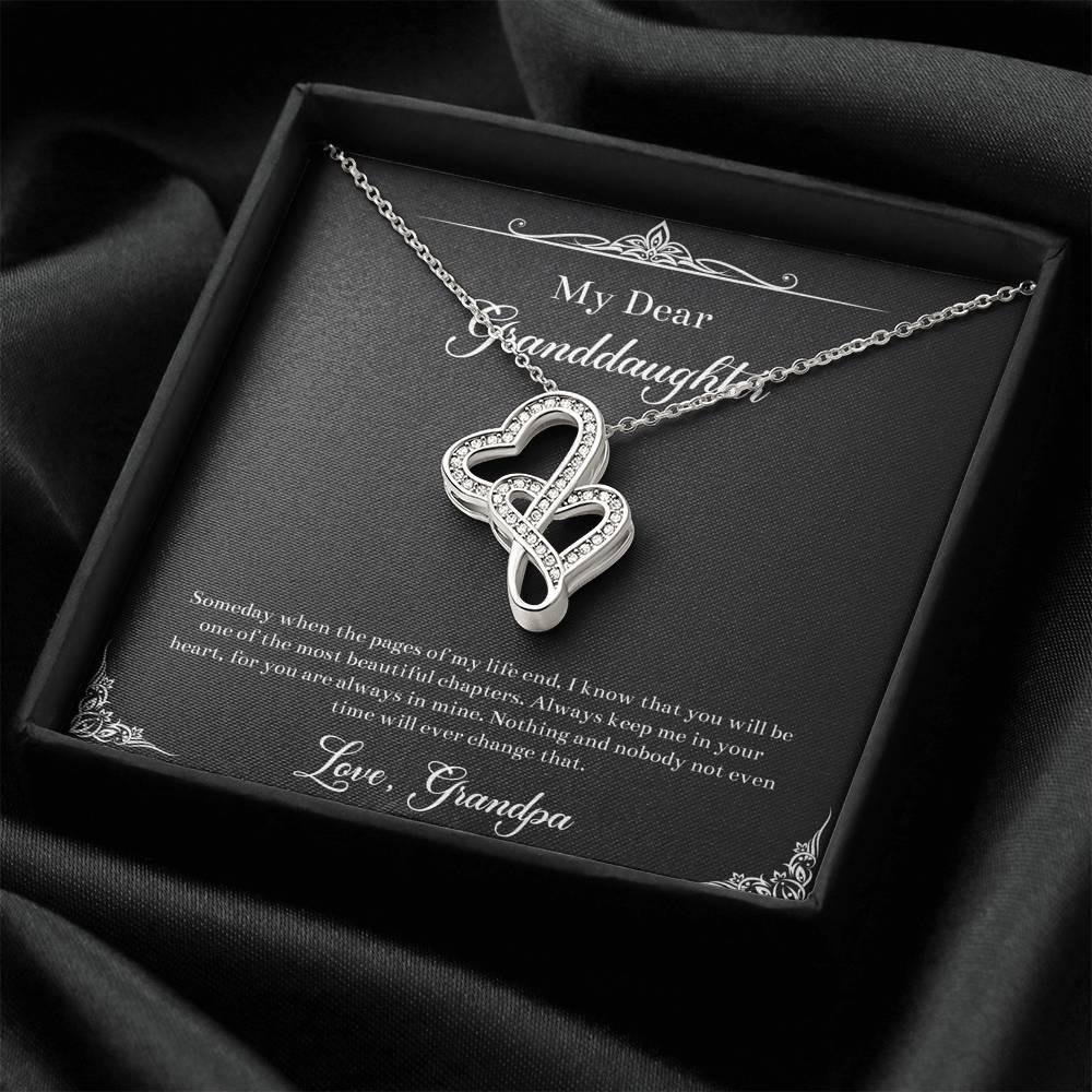 To My Granddaughter Gifts, One Of The Most Beautiful Chapters, Double Heart Necklace For Women, Birthday Present Idea From Grandpa