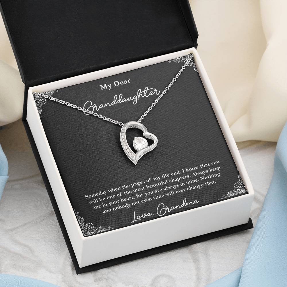 To My Granddaughter Gifts, One Of The Most Beautiful Chapters, Forever Love Heart Necklace For Women, Birthday Present Idea From Grandma