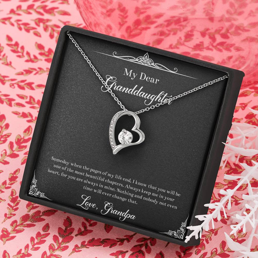 To My Granddaughter Gifts, One Of The Most Beautiful Chapters, Forever Love Heart Necklace For Women, Birthday Present Idea From Grandpa