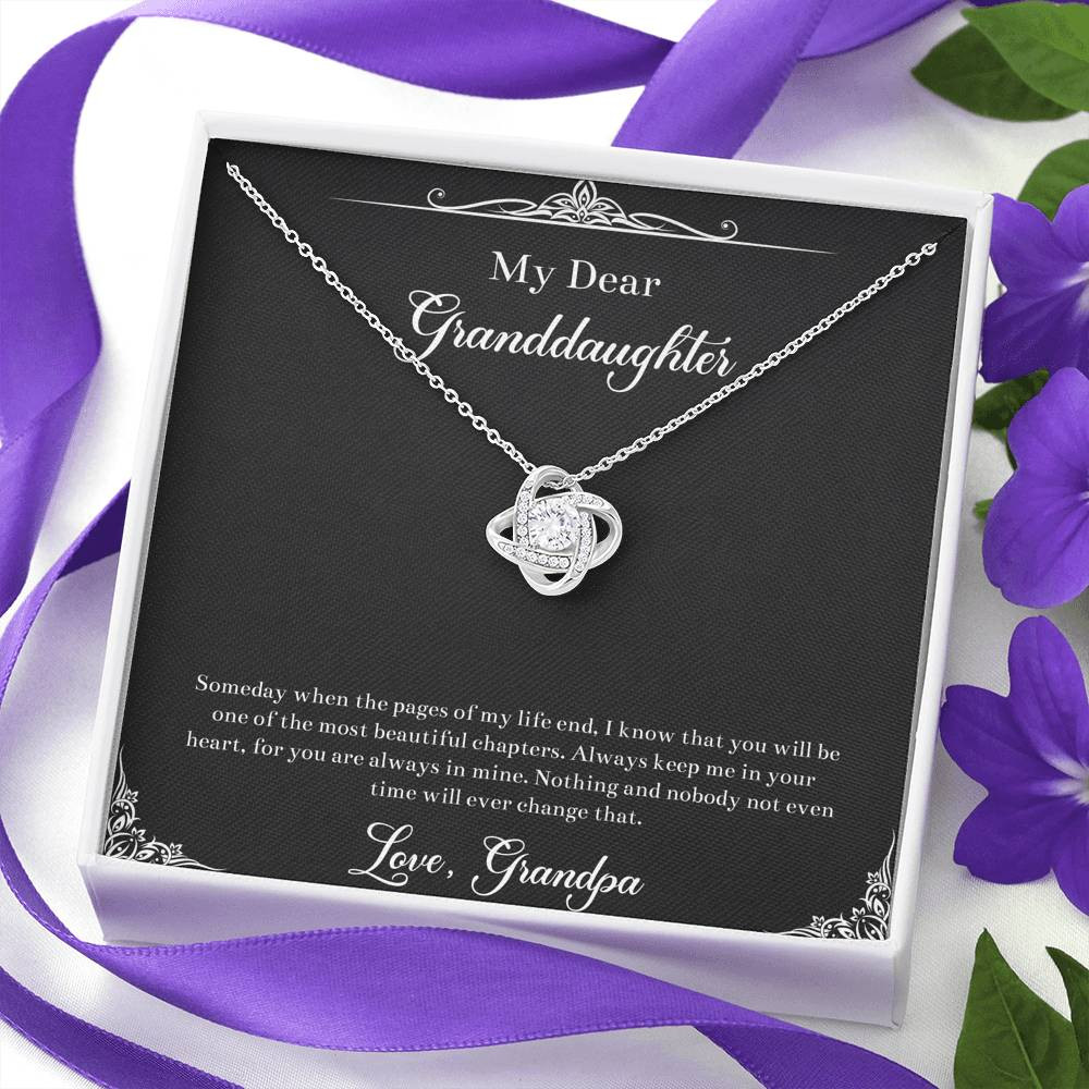 To My Granddaughter Gifts, One Of The Most Beautiful Chapters, Love Knot Necklace For Women, Birthday Present Idea From Grandpa