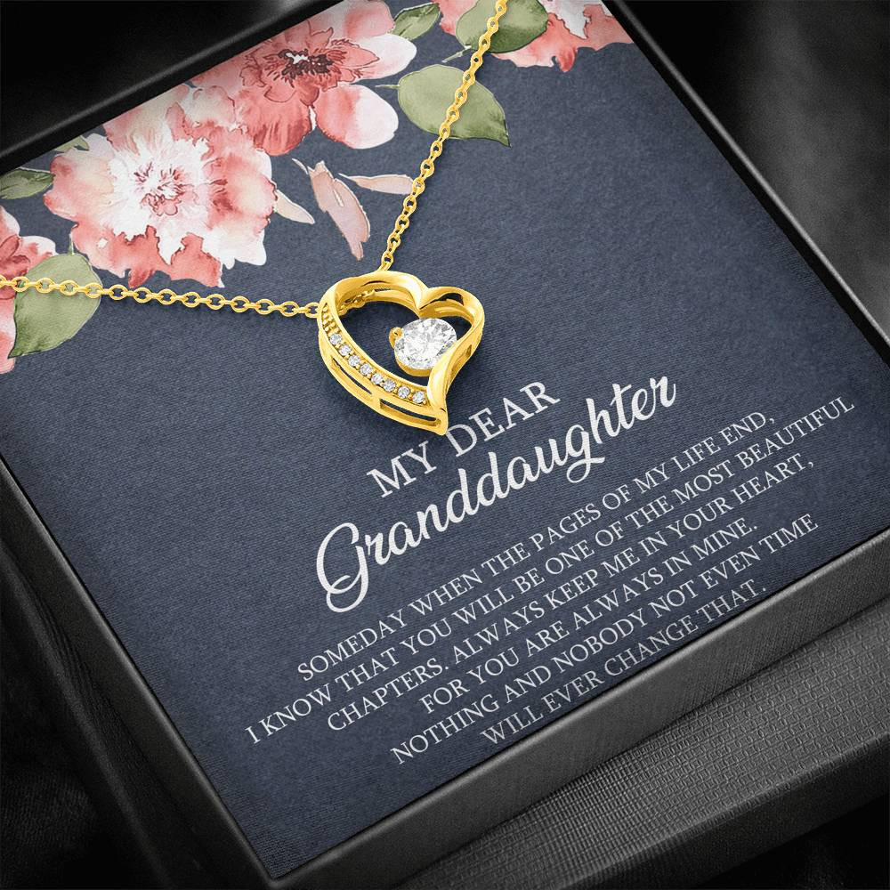 To My Granddaughter Gifts, Someday When The Pages Of My Life End, Forever Love Heart Necklace For Women, Birthday Present Idea From Grandma Grandpa