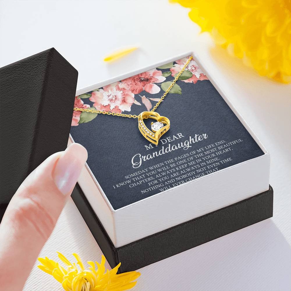 To My Granddaughter Gifts, Someday When The Pages Of My Life End, Forever Love Heart Necklace For Women, Birthday Present Idea From Grandma Grandpa