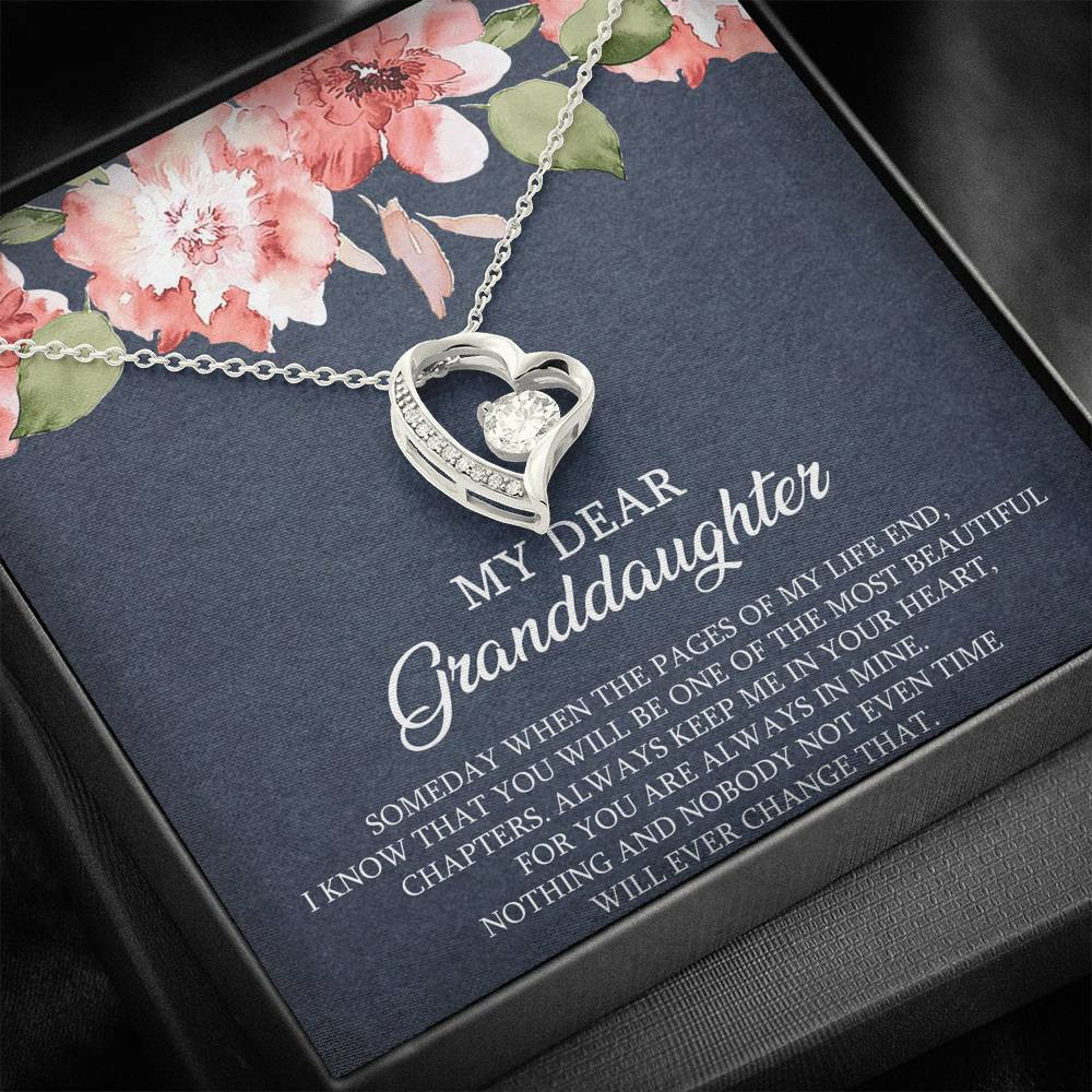 To My Granddaughter Gifts, Someday When The Pages Of My Life End, Forever Love Heart Necklace For Women, Birthday Present Idea From Grandma Grandpa
