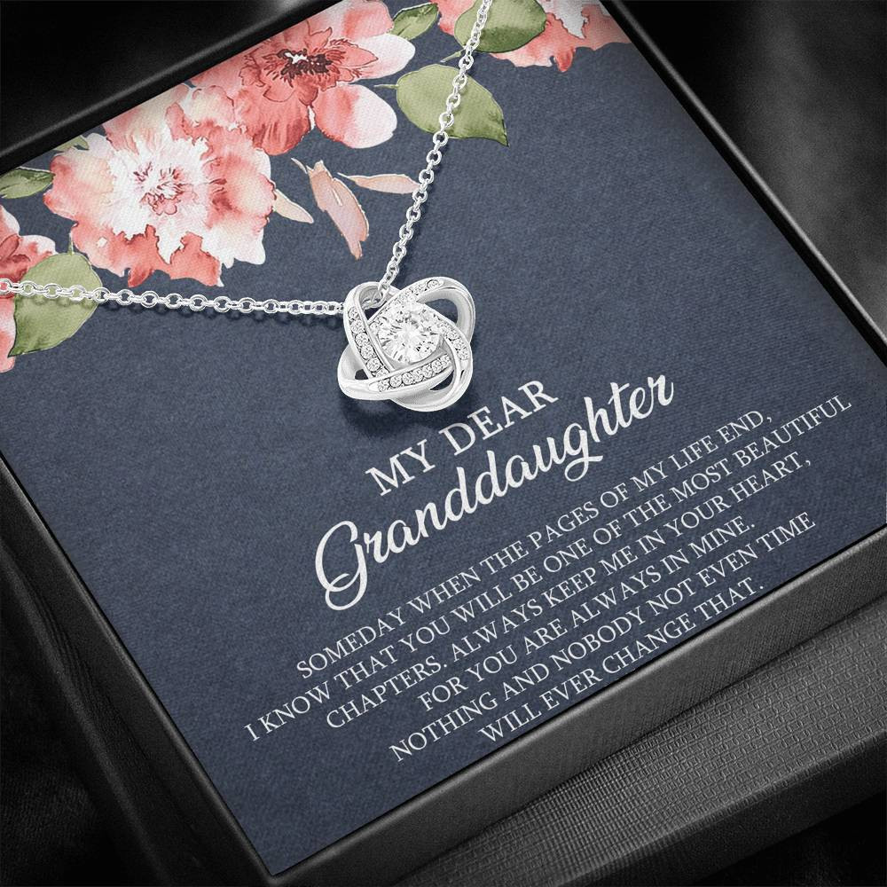 To My Granddaughter Gifts, Someday When The Pages Of My Life End, Love Knot Necklace For Women, Birthday Present Idea From Grandma Grandpa