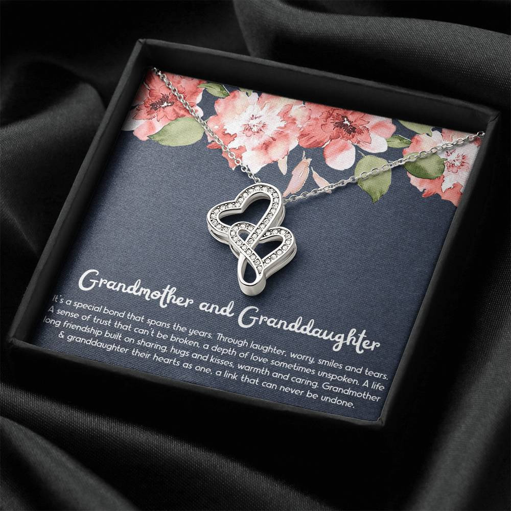 To My Granddaughter Gifts, Special Bond, Double Heart Necklace For Women, Birthday Present Idea From Grandma