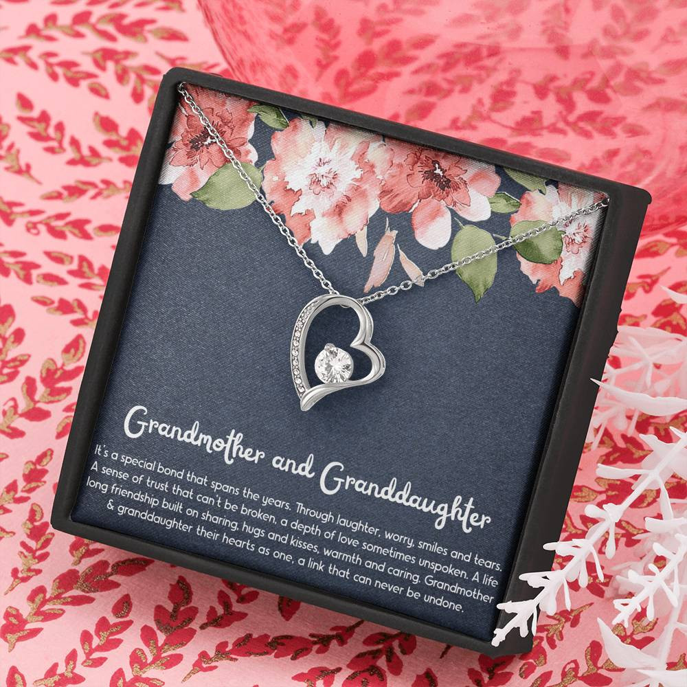 To My Granddaughter Gifts, Special Bond, Forever Love Heart Necklace For Women, Birthday Present Idea From Grandma
