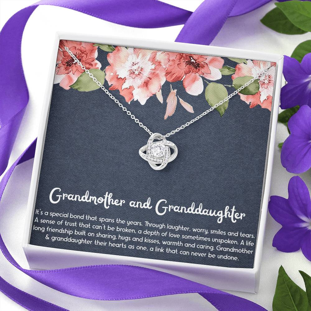 To My Granddaughter Gifts, Special Bond, Love Knot Necklace For Women, Birthday Present Idea From Grandma