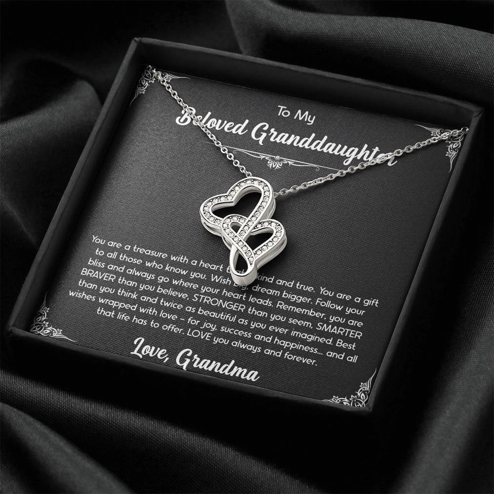 To My Granddaughter Gifts, You Are A Gift, Double Heart Necklace For Women, Birthday Present Idea From Grandma