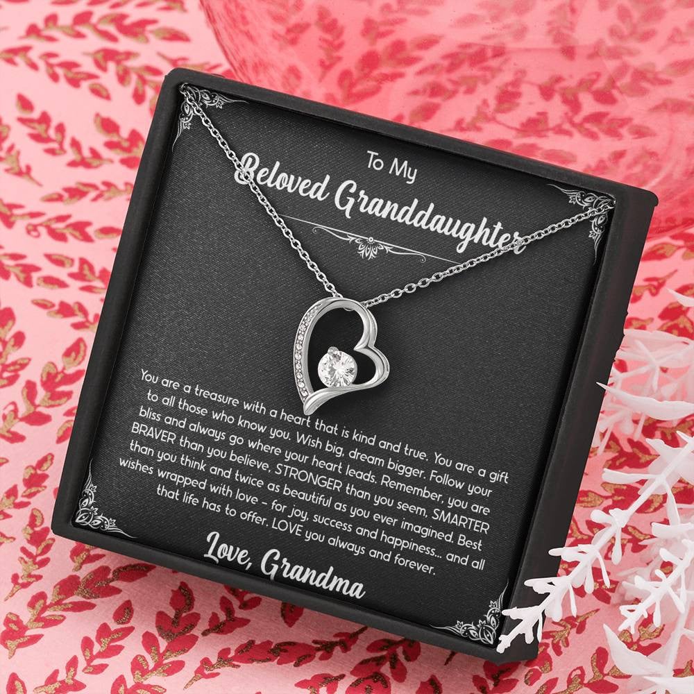 To My Granddaughter Gifts, You Are A Gift, Forever Love Heart Necklace For Women, Birthday Present Idea From Grandma