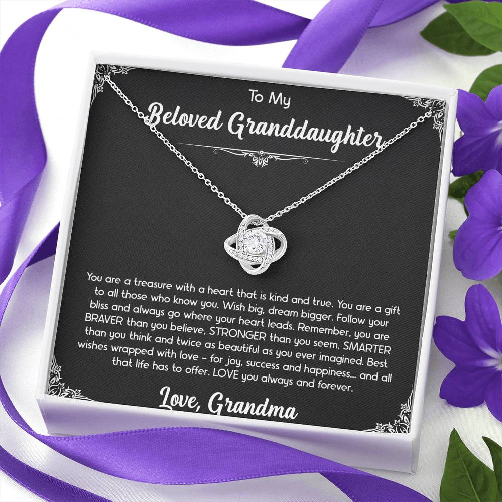 To My Granddaughter Gifts, You Are A Gift, Love Knot Necklace For Women, Birthday Present Idea From Grandma