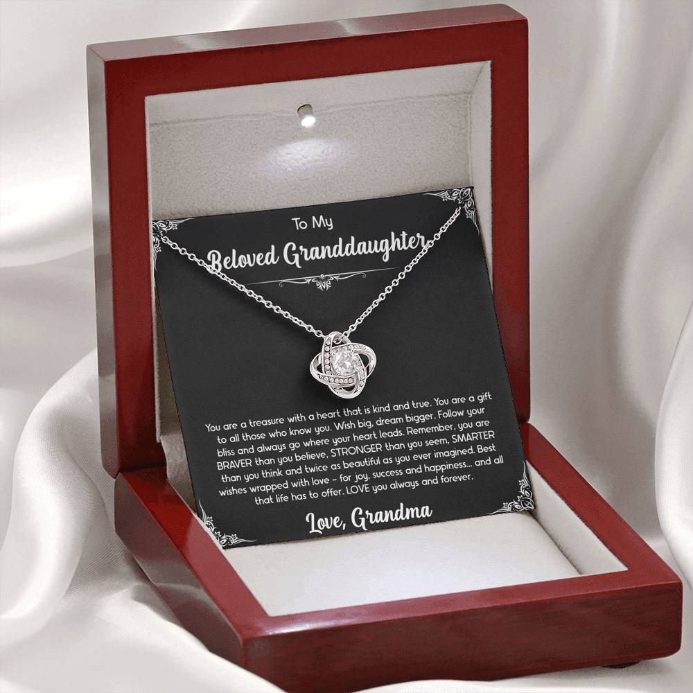 To My Granddaughter Gifts, You Are A Gift, Love Knot Necklace For Women, Birthday Present Idea From Grandma