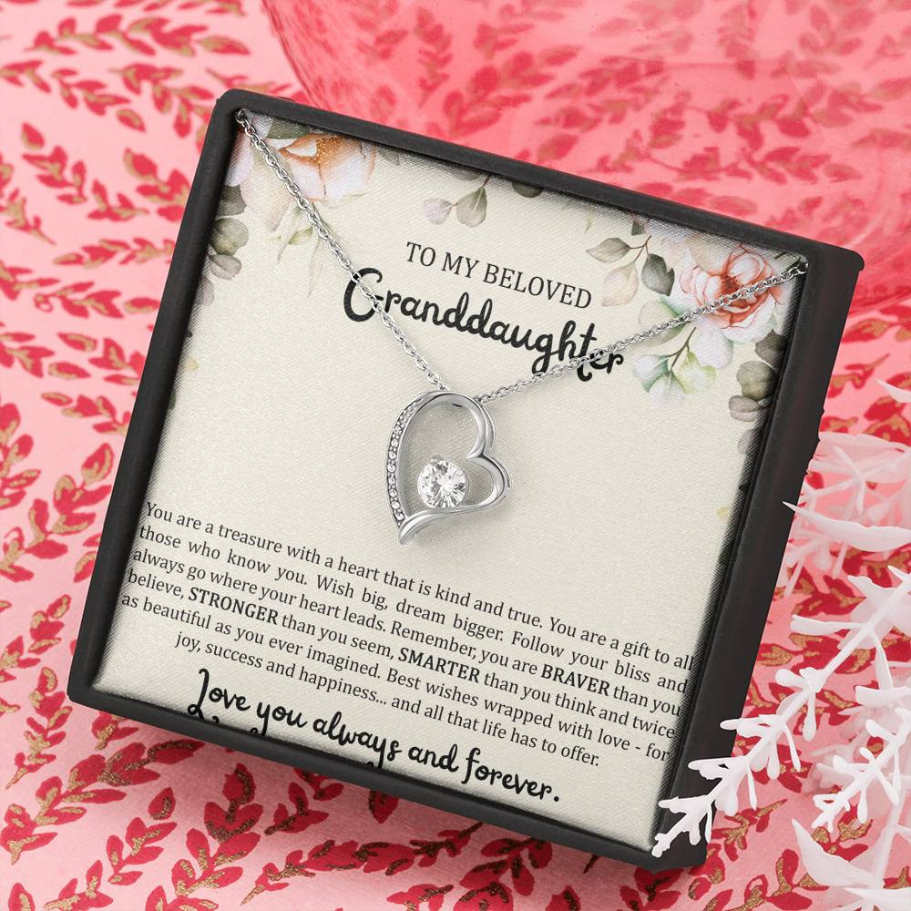 To My Granddaughter Gifts, You Are A Treasure With A Heart, Forever Love Heart Necklace For Women, Birthday Present Idea From Grandma