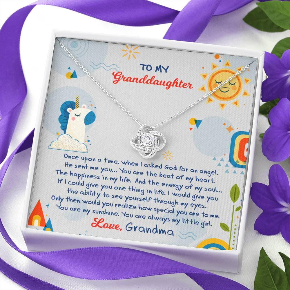 To My Granddaughter Gifts, You are always my little girl, Love Knot Necklace For Women, Present From Grandma
