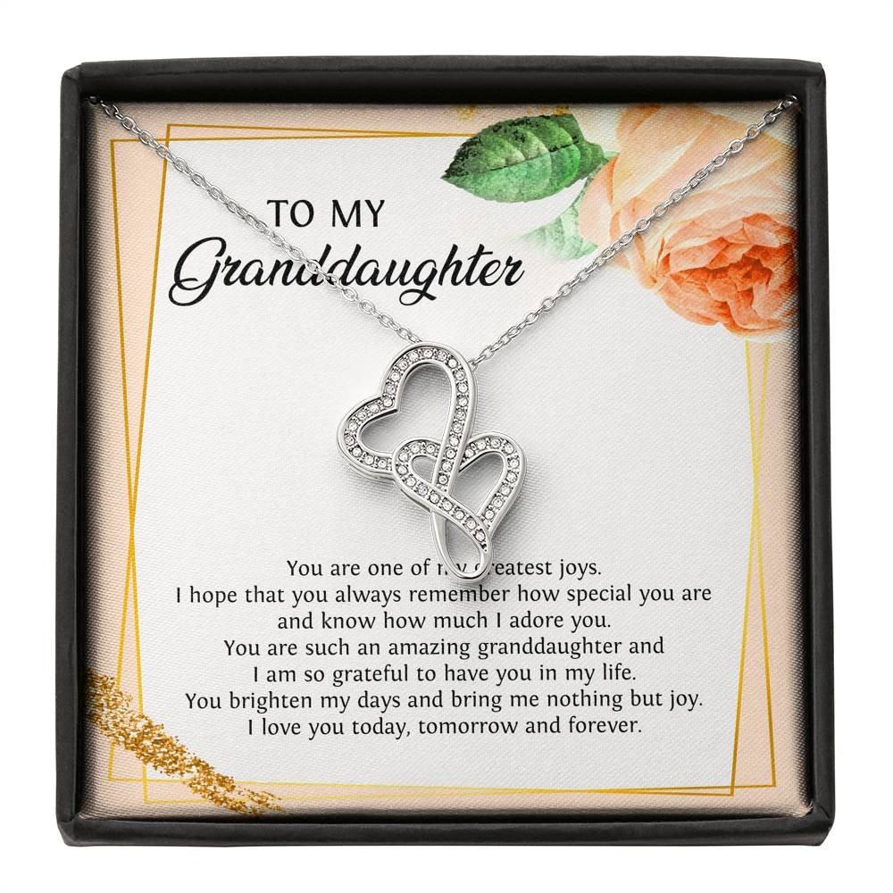 To My Granddaughter Gifts, You Are One Of My Greatest Joys, Double Heart Necklace For Women, Birthday Present Idea From Grandma Grandpa