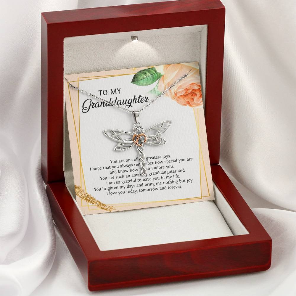 To My Granddaughter Gifts, You Are One Of My Greatest Joys, Dragonfly Necklace For Women, Birthday Present Idea From Grandma Grandpa