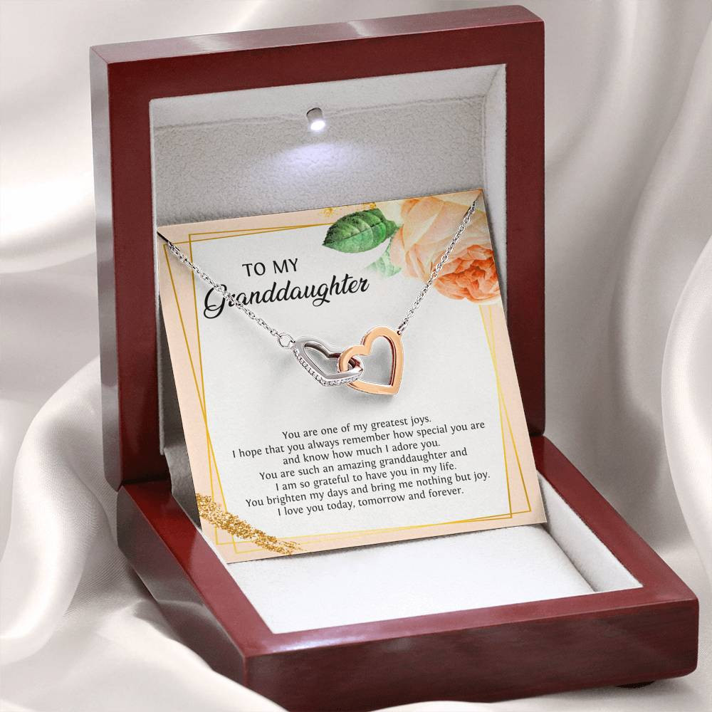 To My Granddaughter Gifts, You Are One Of My Greatest Joys, Interlocking Heart Necklace For Women, Birthday Present Idea From Grandma Grandpa