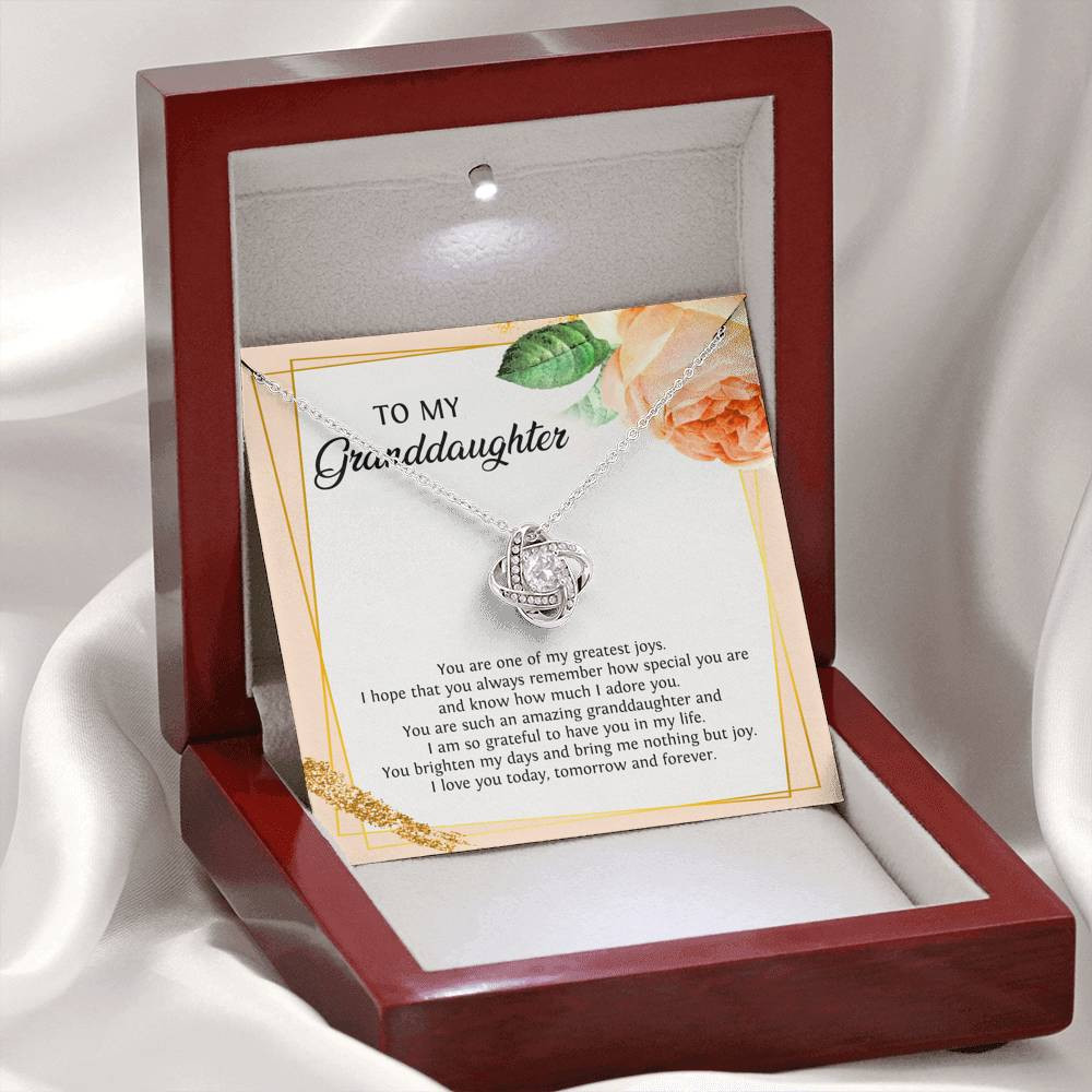 To My Granddaughter Gifts, You Are One Of My Greatest Joys, Love Knot Necklace For Women, Birthday Present Idea From Grandma Grandpa