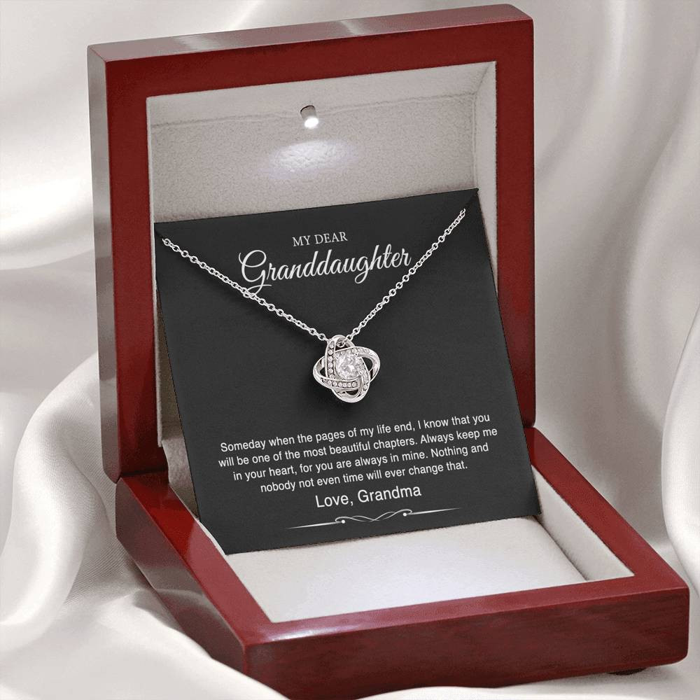 To My Granddaughter Gifts From Grandma, Someday When The Pages Of My Life End, Love Knot Necklace For Women, Birthday Present Idea From Grandmother
