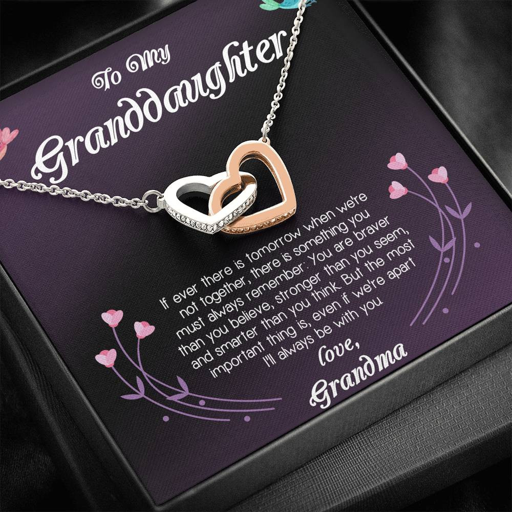 To My Granddaughter Love Grandma Interlocking Hearts Necklace