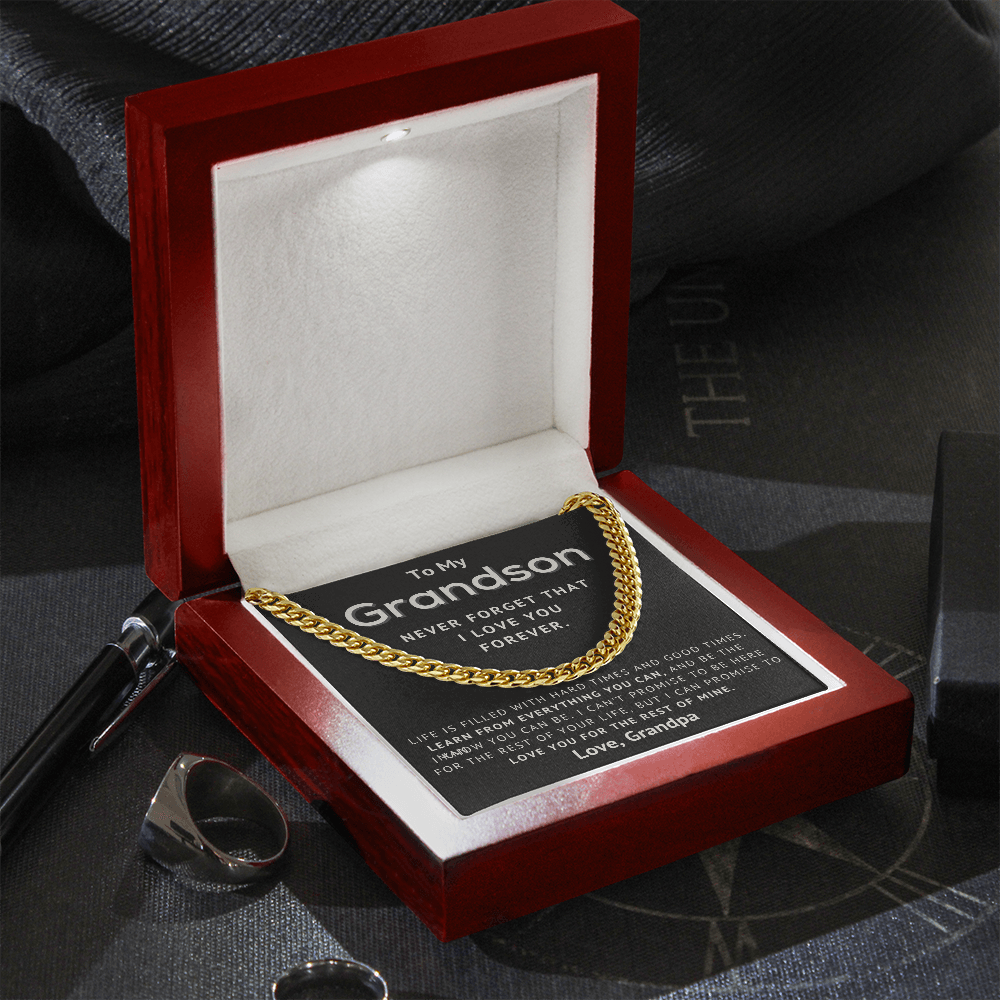 To My Grandson – Never Forget That I Love You Forever – Cuban Link Chain Necklace from Grandpa