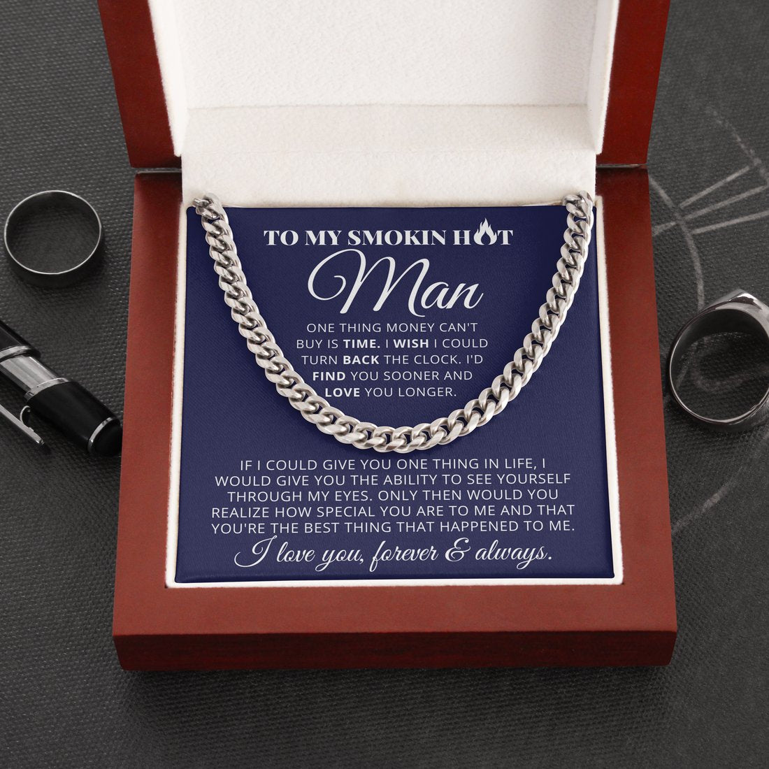 To My Hot Man Cuban Link Chain I’d find You Sooner and Love You Longer Boyfriend Husband Necklace