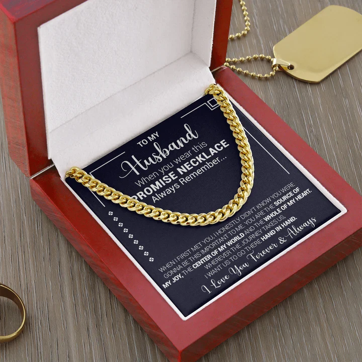 To My Husband – You Are The Source Of My Joy Cuban Link Necklace, Valentine’s day gift for husband