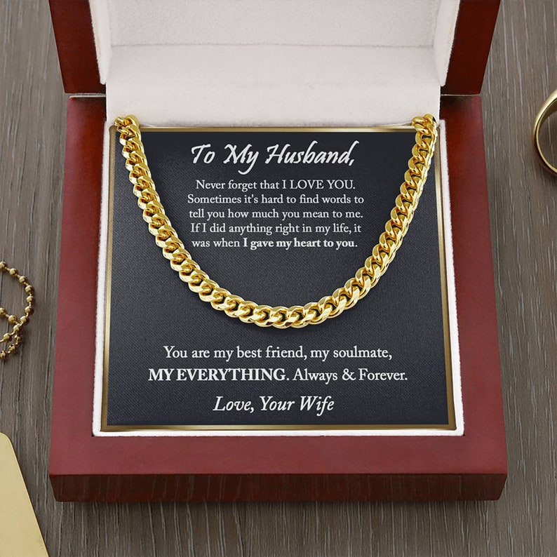 To My Husband Cuban Chain Necklace, Anniversary Gift For Husband, Husband Gift From Wife, Husband Birthday, Valentines Day Gift For Husband