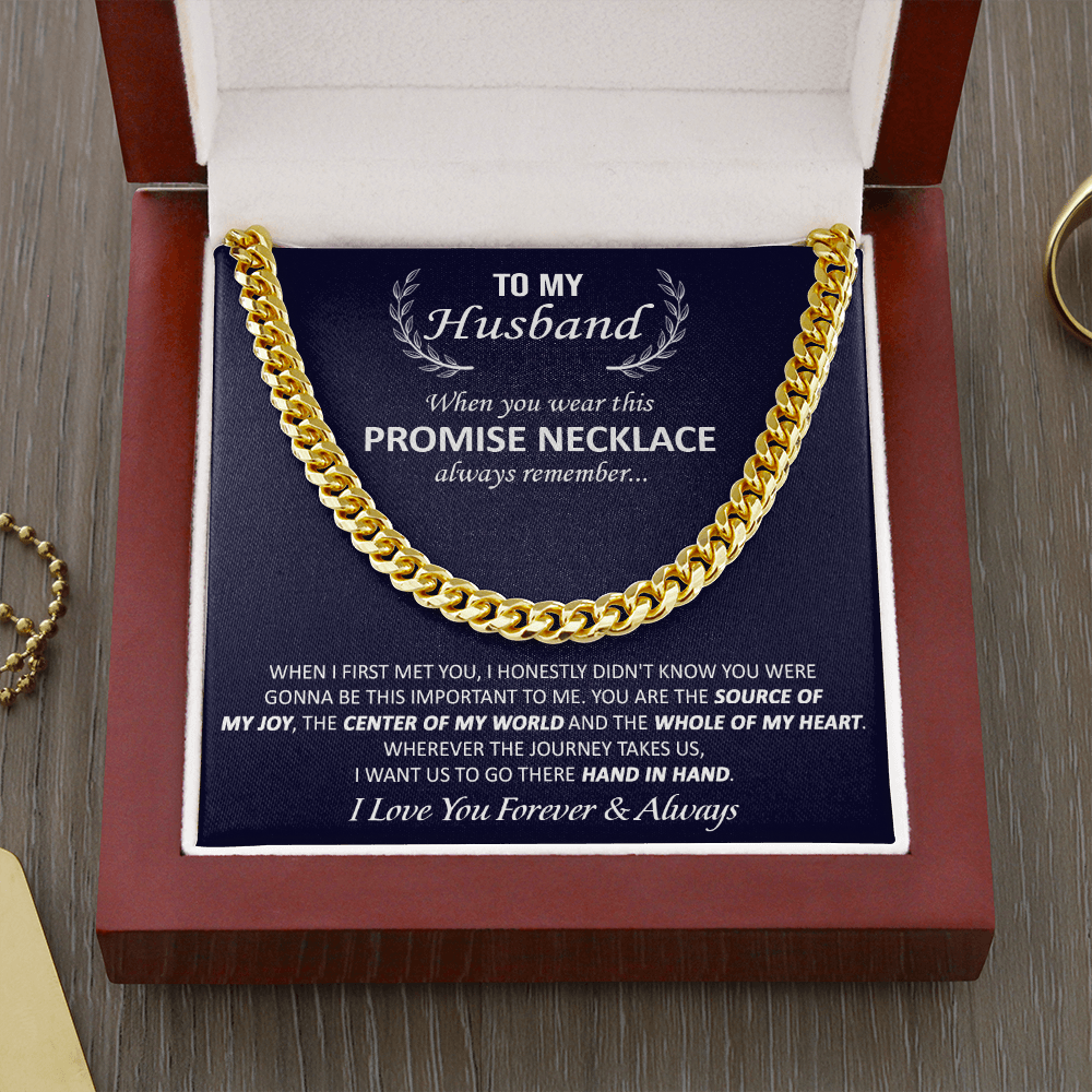 To My Husband Soulmate Man Necklace Gift – You are source of my joy, the center of my world and the whole of my heart Cuban Link Chain Necklace