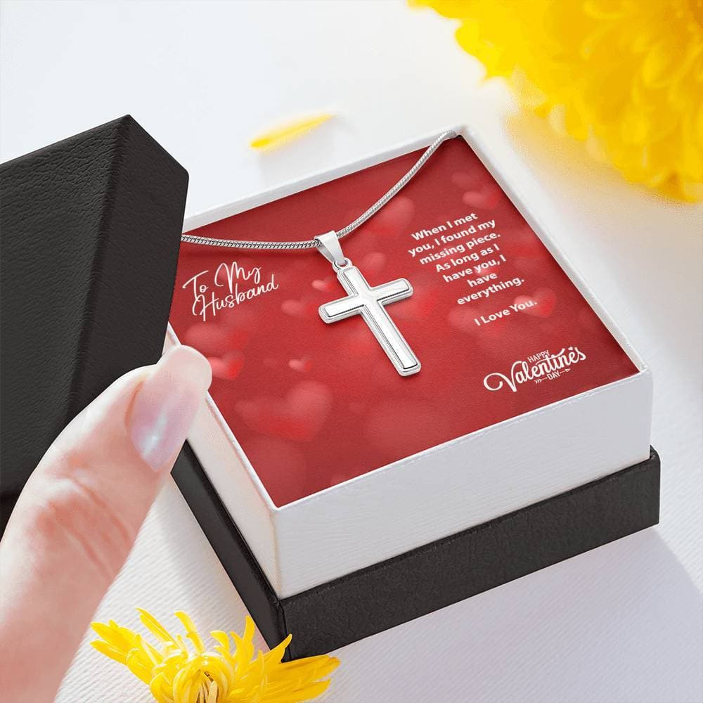 To My Husband Valentine’s Day Cross Necklace