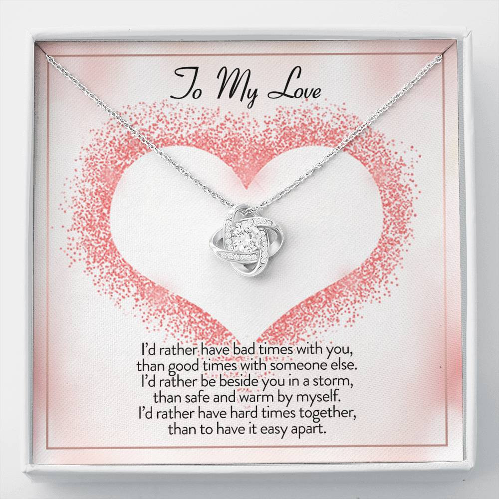 To My Love I’d Rather Be Love Knot Necklace